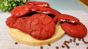 Cookies Red Velvet Recheados com Brigadeiro de Leite Ninho