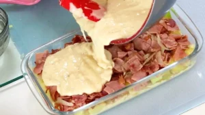 Batata Gratinada com Presunto e Molho Bechamel