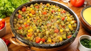 Angu com Carne Moída e Quiabo