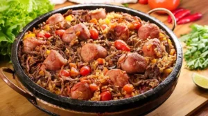 Arroz Temperado com Fraldinha e Linguiça