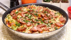 O arroz com linguiça é uma refeição completa que resolve o almoço ou jantar de...