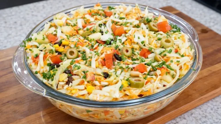 Salada de Repolho Cremosa Colorida com Maionese e Legumes